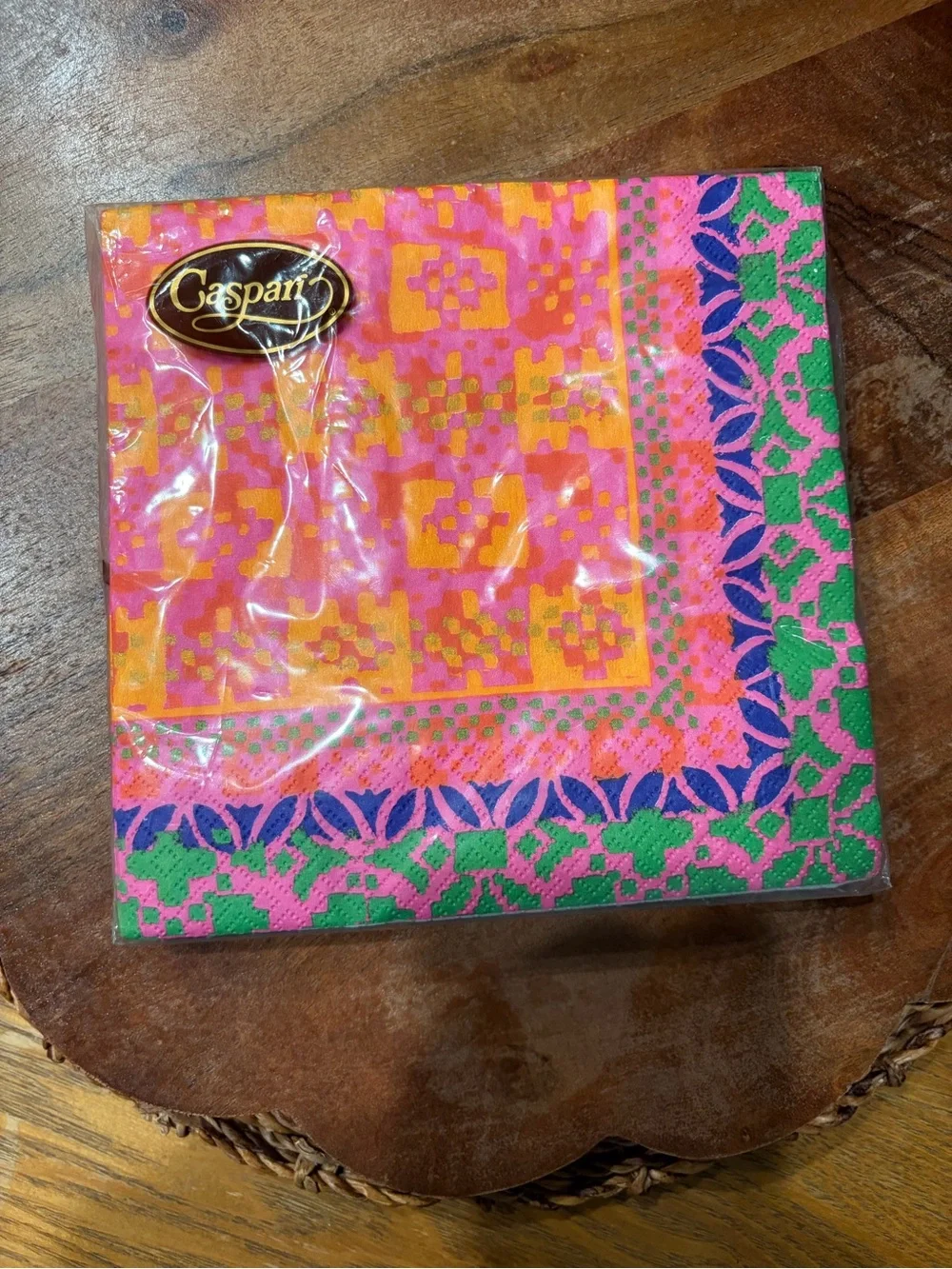Caspari Frida Triple-Ply Napkins — Fuchsia & Orange